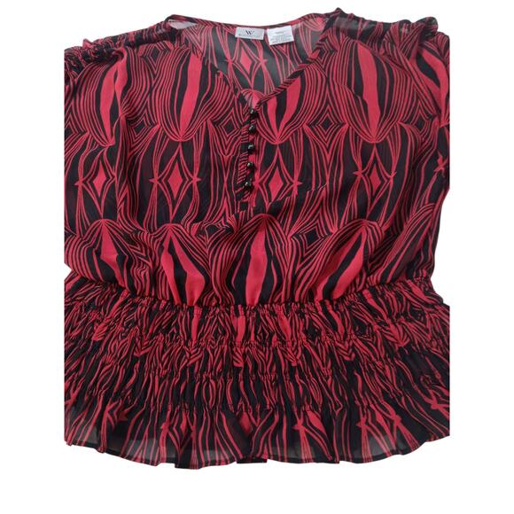 Y2K VINTAGE Sheer Top Blouse S Smocked Ruffle Coquette Vamp Romantic Peplum Goth - Picture 12 of 12